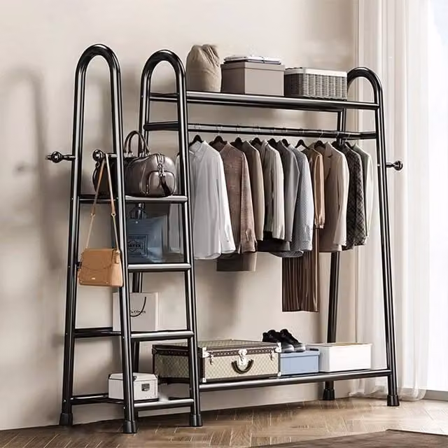 Havendro Heavy Duty Double Clothes Rail Rack Garment Hanging Stand in Matt Black, W/D/H: 120 x 41 x 160 cm – 1