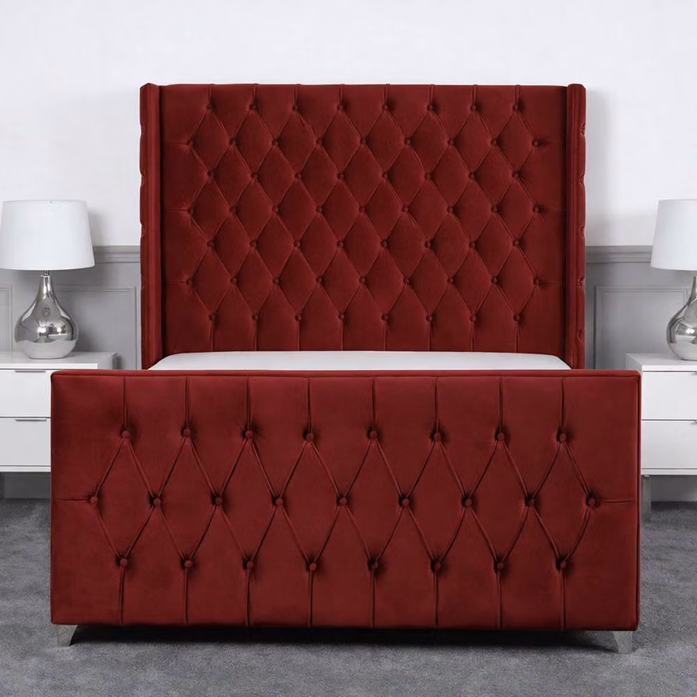 Living Comfort Bedz Seraphina Small Double Upholstered Velvet Gas Lift Storage Bed in Red – 2