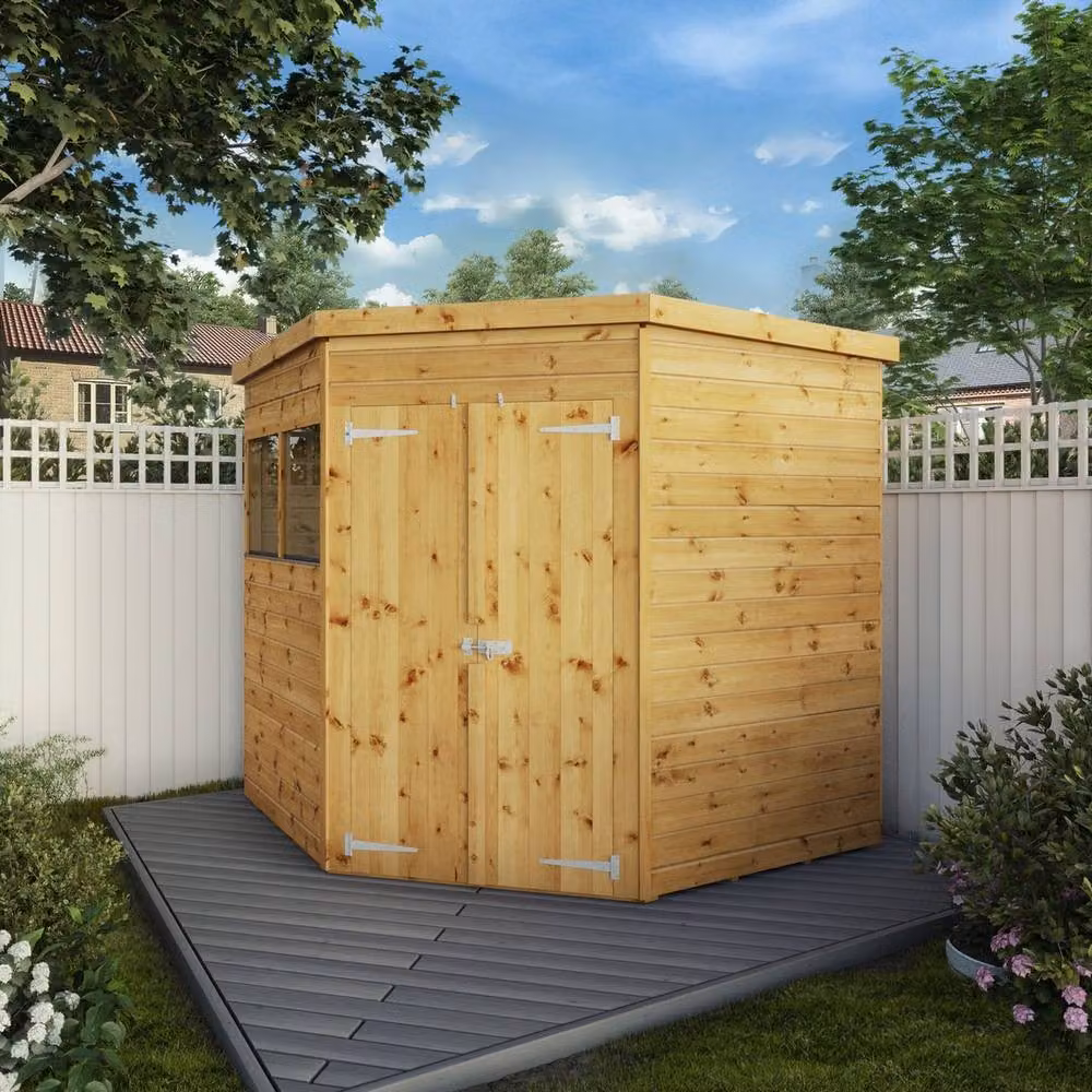 Mercia Shiplap Corner Shed with Window in Light Brown, W: 207.5 cm, D: 207.5 cm, H: 200.6 cm – 3