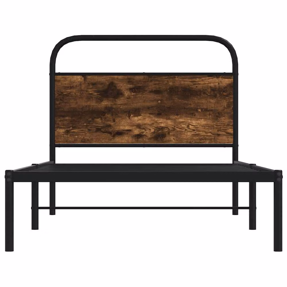 Berkfield Home Elegant Bed Frame in Smoked Oak and Brown, W/D/H: 100 x 190 x 105 cm – 3