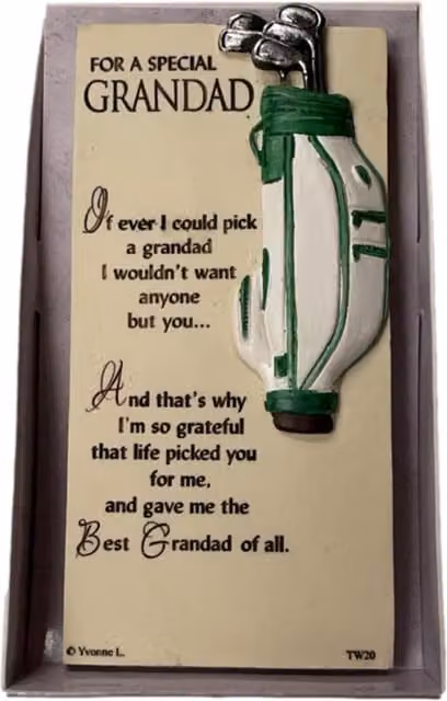 Sensations Timeless Words Grandad Plaque, Multicolour and White, W: 16 cm, H: 9 cm