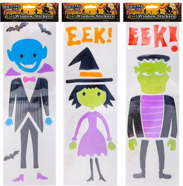 VFM e-Store Halloween Gel Window Stickers, 3 Pack, Multicolour
