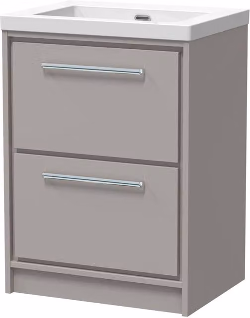 Balterley Modern Grey Matt Fireclay Bathroom Floor Basin with 2 Soft-Close Drawers, Width: 60 cm – 1