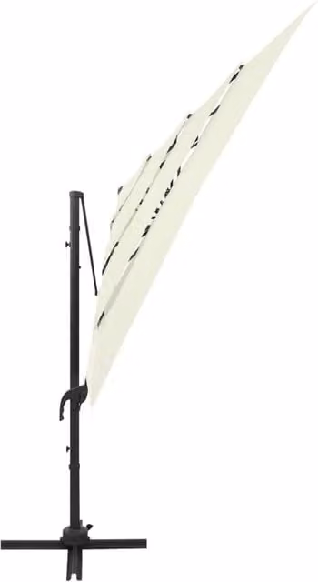 Berkfield Home 4-Tier Parasol with Aluminium Pole in Beige Sand, W/D/H: 250 x 250 x 246 cm