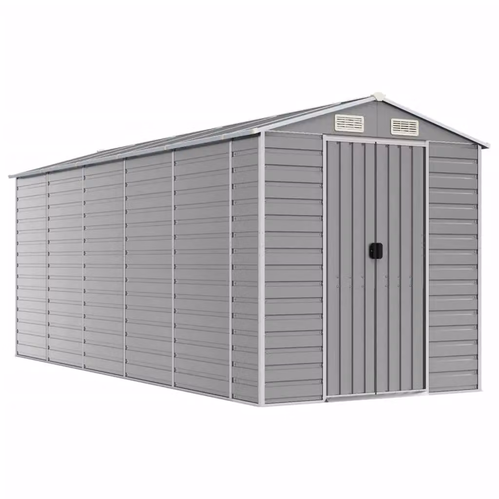 Berkfield Home Pent Garden Shed in Light Grey, Galvanised Steel, W/D/H: 470 x 191 x 198 cm – 2