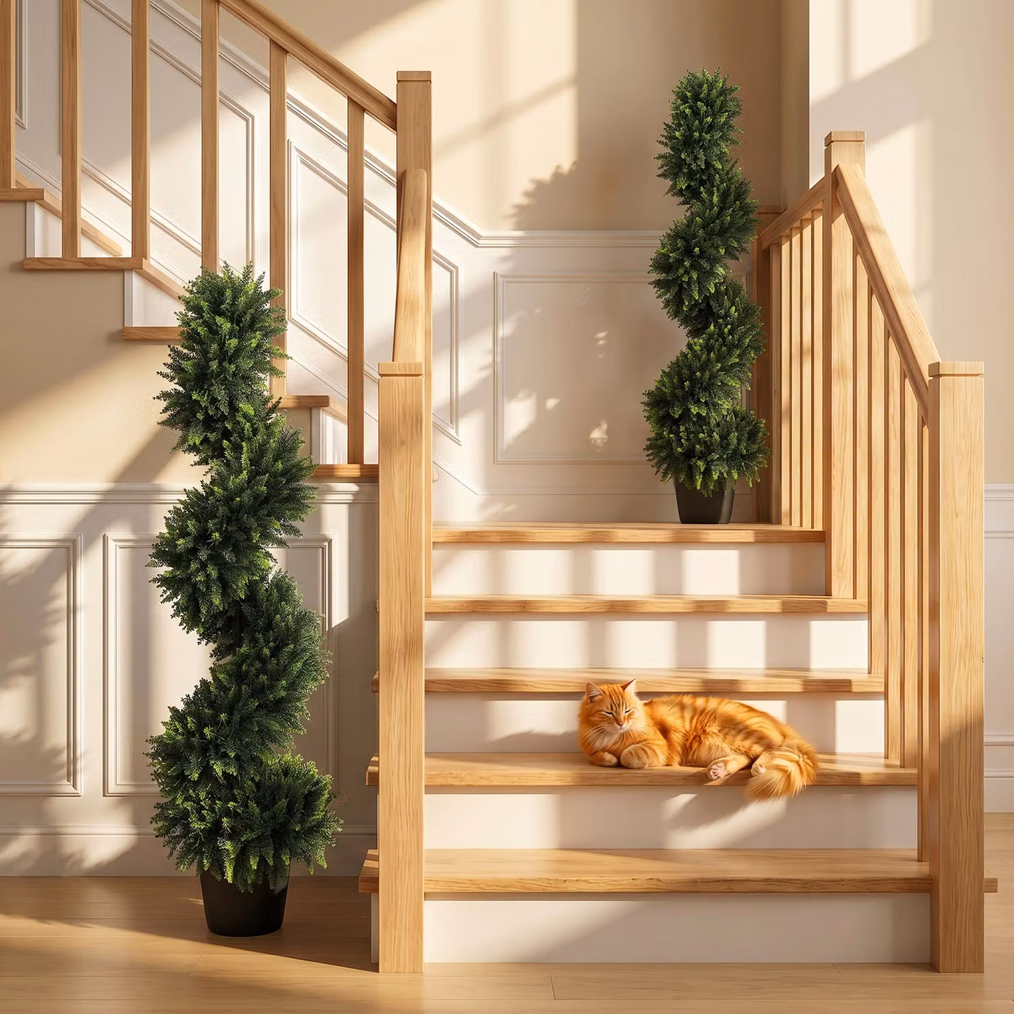 HOMCOM Set of 2 Artificial Spiral Cypress Trees in Deep Green, Height: 120 cm – 2