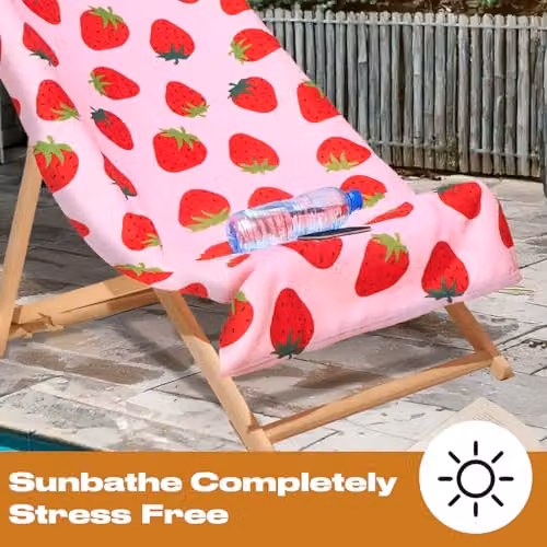OHS Strawberry Microfibre Quick Dry Bath Towel in Pink, W/H: 71 x 152 cm – 4