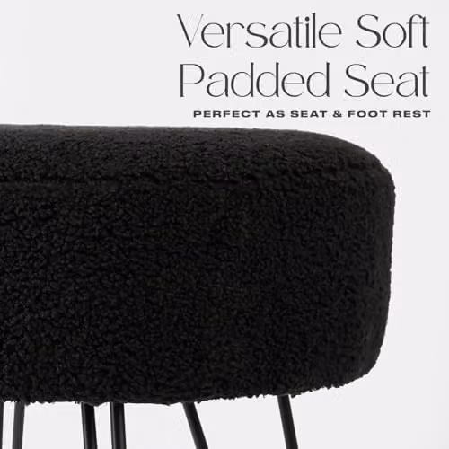 OHS Black Boucle Dressing Table Stool with Metal Hairpin Legs, W/D/H: 37 x 37 x 45 cm – 4