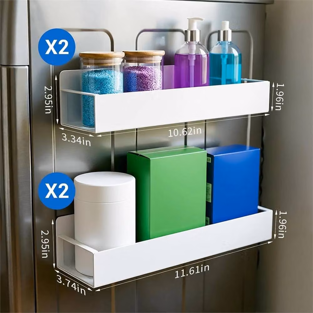 Nordara 4 Pack Magnetic Metal Fridge Spice Racks in White – 2