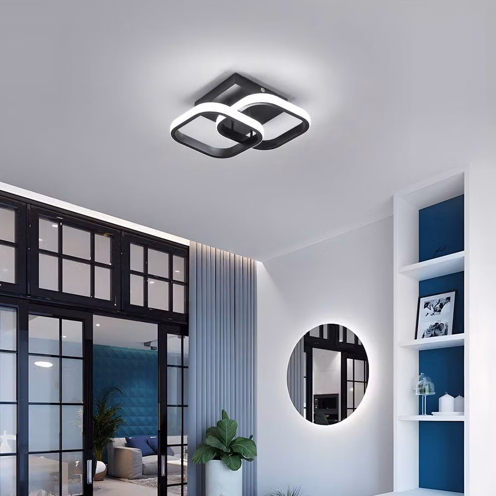 Pheashine Modern 2-Square LED Flush Mount Ceiling Light, Black, 28W, W/D/H: 23 x 23 x 1 cm – 4