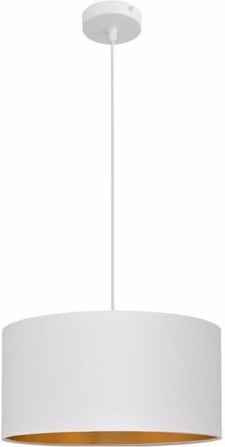 Netlighting Alba Cylindrical Pendant Ceiling Light in White and Gold/Brass, Diameter: 45 cm