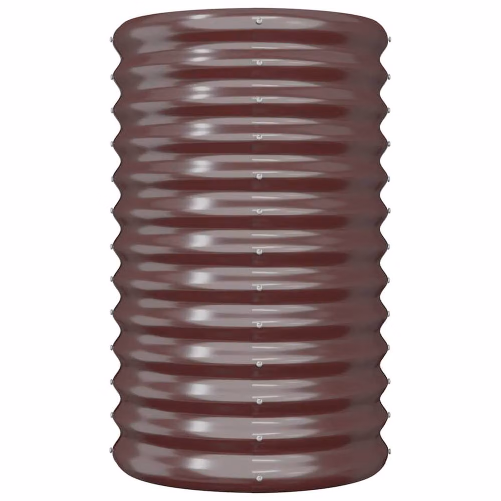 Berkfield Brown Powder-coated Steel Garden Planter Tub, W/D/H: 40 x 40 x 68 cm – 3