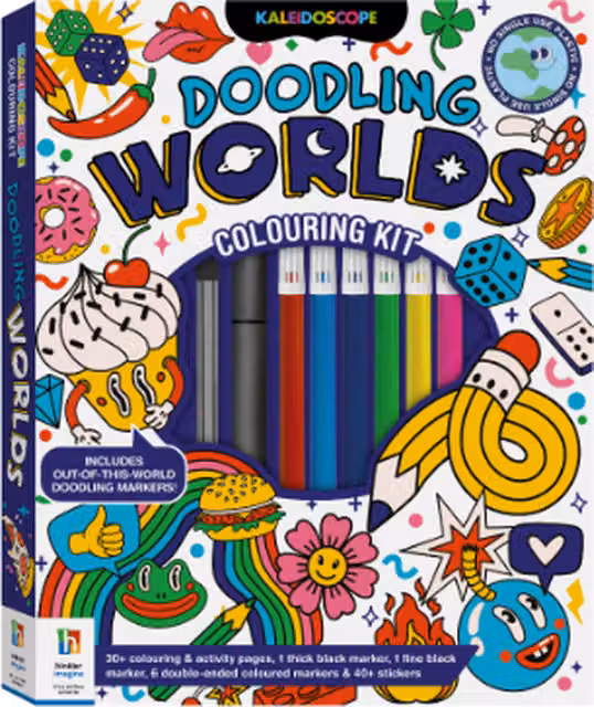 Hinkler Kaleidoscope Colouring Doodling Worlds Street Art Kit for Children, Multicolour – 1