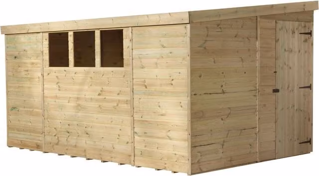 Empire Sheds Empire 3000 Green Pent Garden Shed with Single Door and 3 Windows