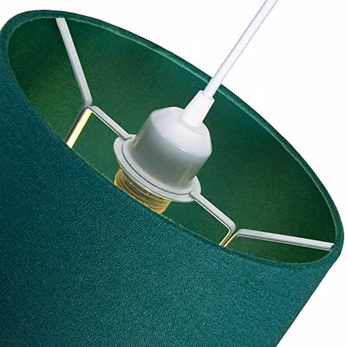 Happy Homewares Classic Green and White Linen Fabric Drum Lampshade, Diameter: 30 cm – 2