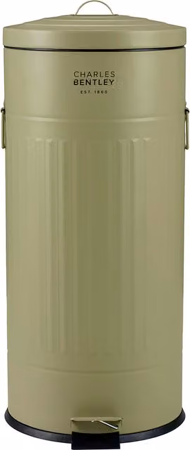 Charles Bentley 30L Retro Kitchen Pedal Bin in Sage Green with Soft Close and Removable Inner Bucket