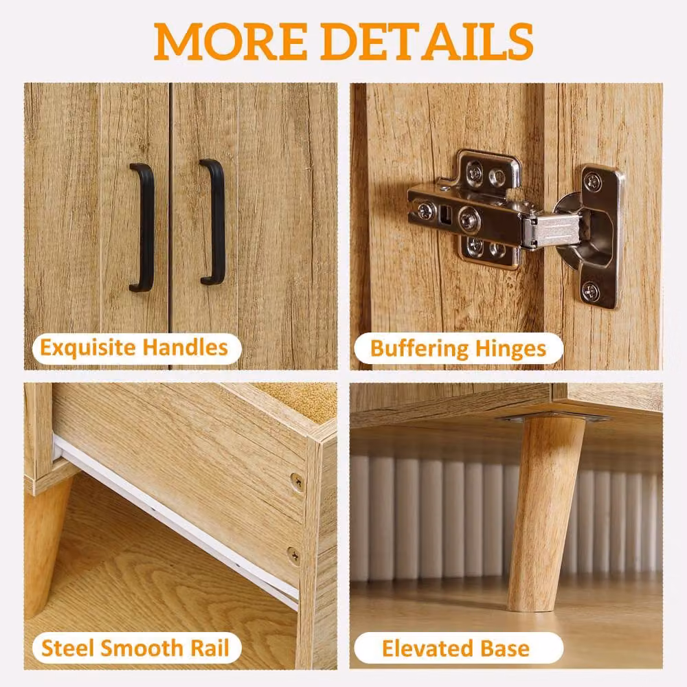 Wyld Haus Corasoro Natural 2 Door Wardrobe with 2 Drawers and Hanging Rail, Brown, H 180 cm x W 80 cm x D 54 cm – 4