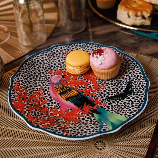 Mikasa x Sarah Arnett Floral Porcelain Side Plates, Set of 4, Multicolour, Diameter: 19 cm
