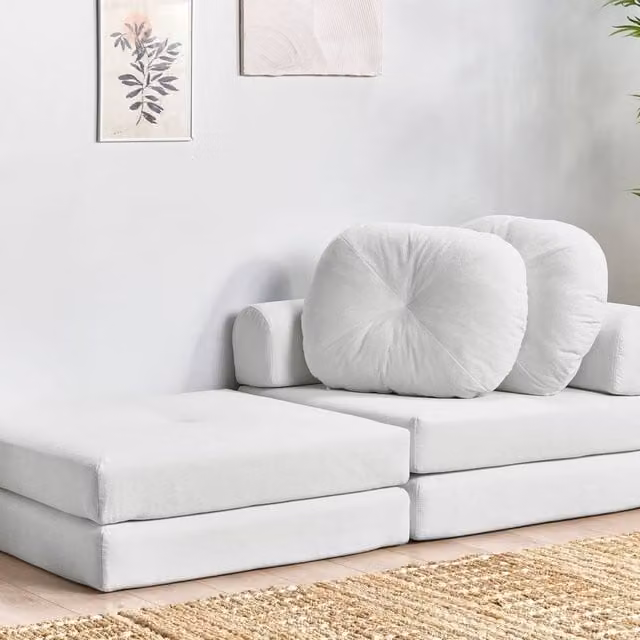 Wyld Haus Jumbo Corduroy Sofa Pouffe Bed in White