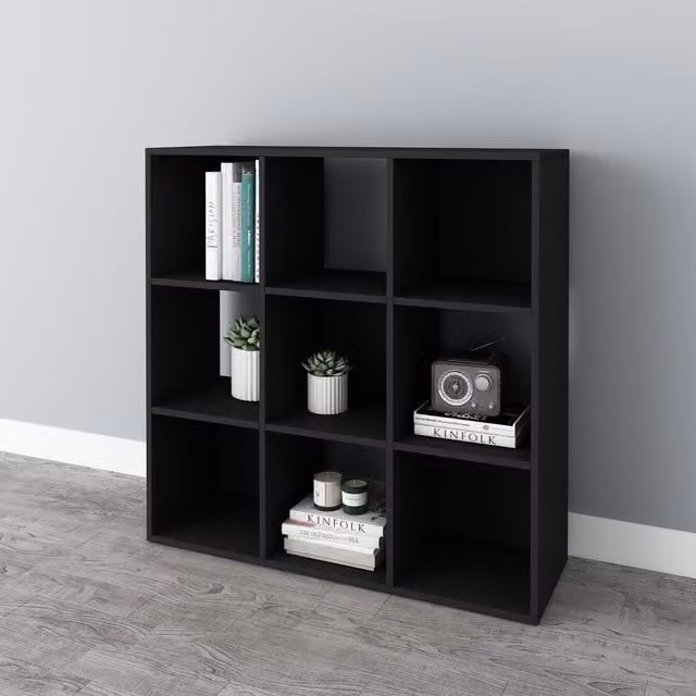 WestWood 3 Tier 9 Cube Freestanding Wood Bookshelf in Black