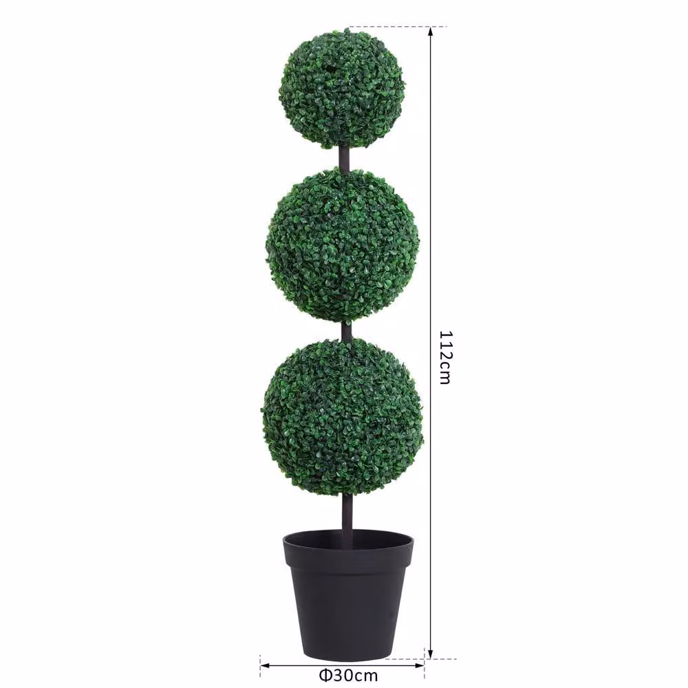 STILVORA Set of 2 Green Artificial Tabletop Plants in Round Concrete Pots – 4