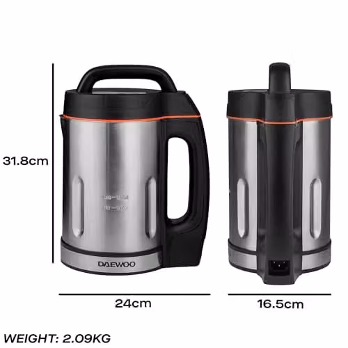 Daewoo 2-in-1 Soup Maker and Smoothie Blender in Silver, 1.6l Capacity with Stainless Steel Components – 6