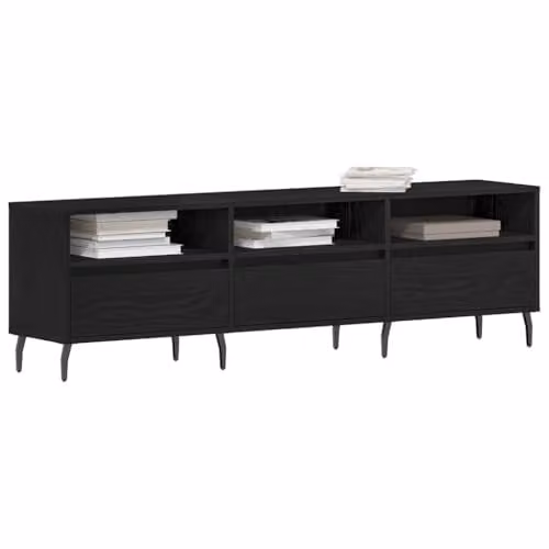 vidaXL Modern Black TV Cabinet in MDF and Metal, W: 150 cm, D: 30 cm, H: 44.5 cm