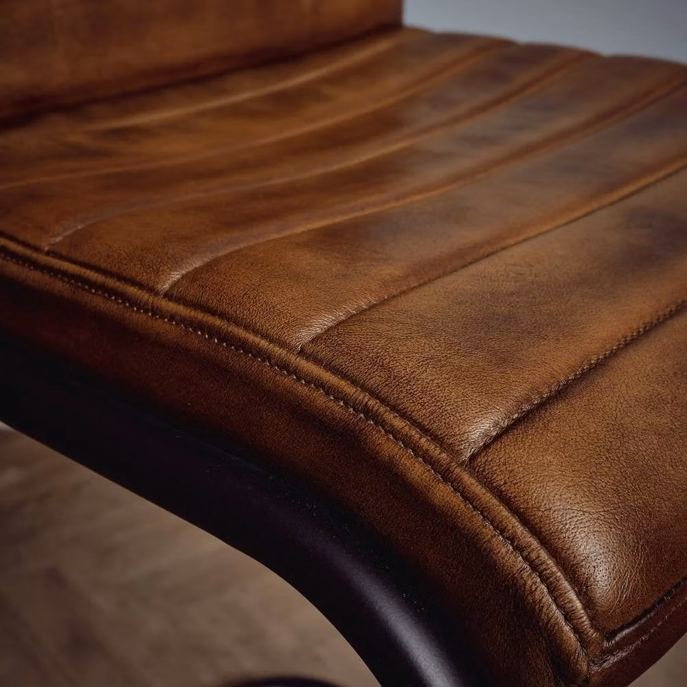 Elm Home and Garden Industrial Leather Kitchen Café Bar Stool with Back in Brown and Black – 3