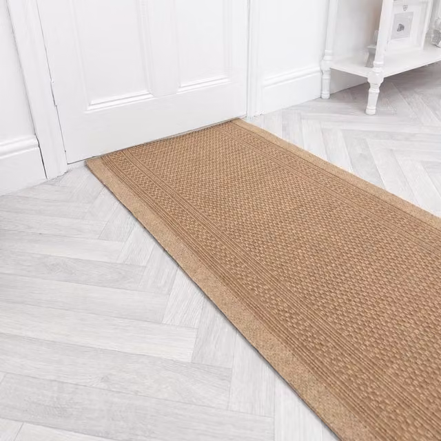 runrug Aztec Hallway Carpet Runner Rug in Beige, W: 66 cm x L: 150 cm