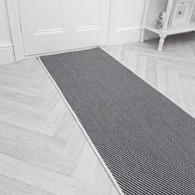 runrug Coastal Reversible Indoor/Outdoor Carpet Runner in Black, W: 60 cm, L: 240 cm