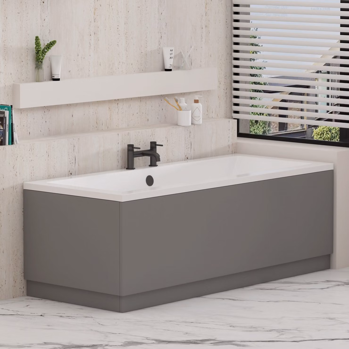 Royal Bathrooms Turin 1800mm Indigo Grey Gloss MDF Bath Front Panel