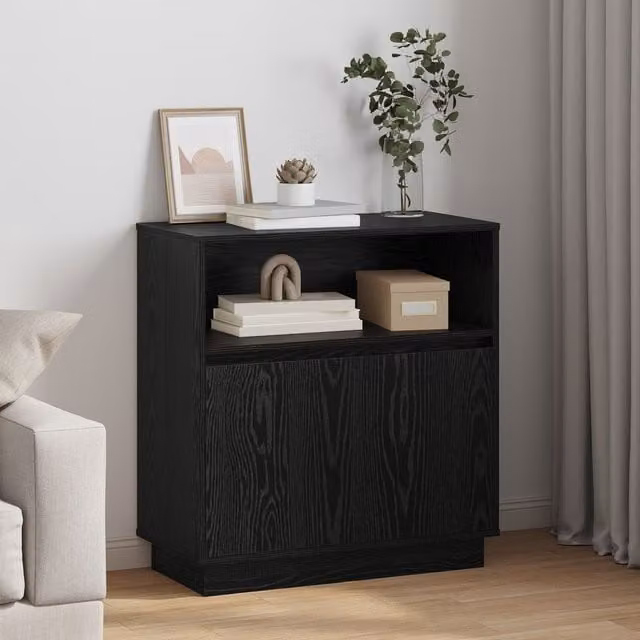 Berkfield Home Modern Black Oak Sideboard with Integrated LED Lighting, W/D/H: 75 x 34.5 x 71 cm – 1