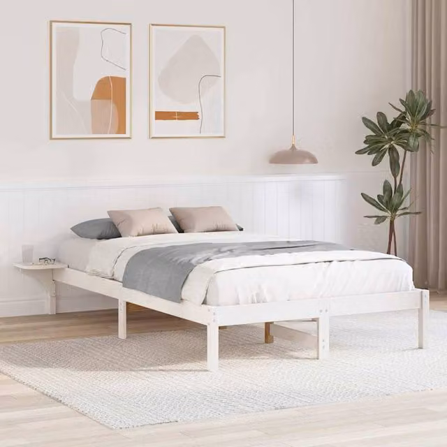 Berkfield Home Modern White Solid Pine Wood Bed Frame W/D/H: 120 x 190 cm – 1