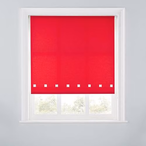 A.Unique Home Trimmable Square Eyelet Roller Blind, Red, W: 180 cm, H: 170 cm – 1