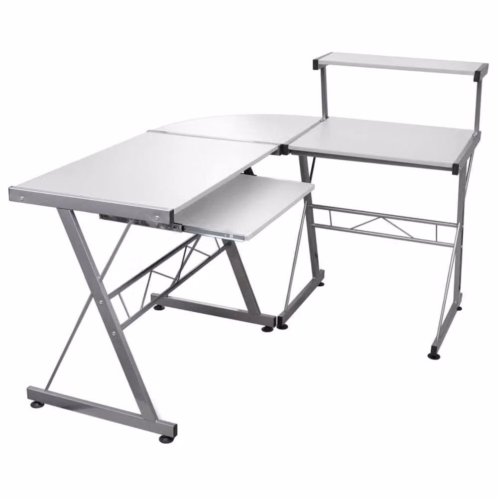 Berkfield Home Modern White Corner Computer Desk W/D/H: 132 x 112 x 99 cm