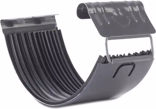 Galeco Steel Half Round Gutter Union in Graphite Grey, 120mm