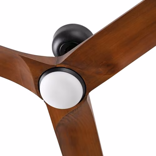 Netlighting Heywood Smart LED Ceiling Fan with 3 Blades in Black and Walnut, Diameter: 132 cm – 3