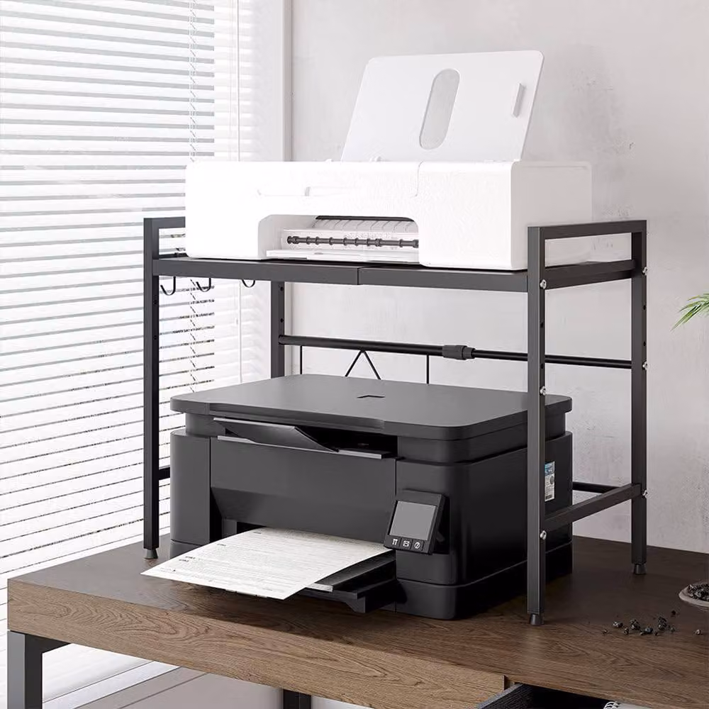 Dprodo Expandable Black Metal Kitchen Microwave Stand with Adjustable Shelves – 5