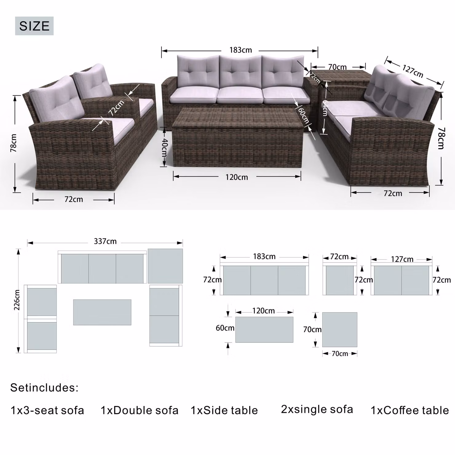 Direct Wicker 7-Seat L-Shape Rattan Garden Sofa Set with Storage Box in Brown and Grey – 6