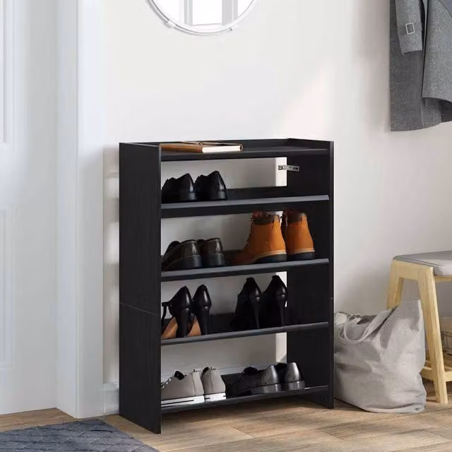 Berkfield Home Black Modern MDF Shoe Rack, W/D/H: 60 x 25 x 81 cm