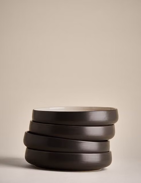 M&S Set of 4 Michigan Stoneware Pasta Bowls in Grey and Black