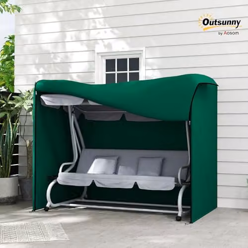 Outsunny 3 Seater Garden Swing Cover, Green, W/D/H: 220 x 125 x 172 cm – 2