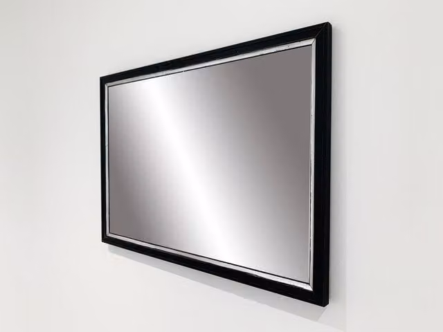 Benjamin Tate Design LTD Modern Rectangular Black Wall Mirror with Silver Inside, Height: 93 cm