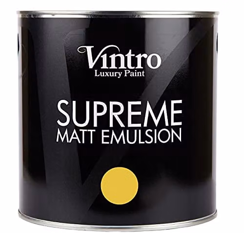 Vintro Luxury Matt Emulsion Multi Surface Paint in Sunflower Yellow, 2.5L – 3