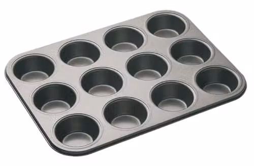 KitchenCraft Non-Stick Carbon Steel 12-Cup Muffin Tray, Silver, W: 35.0 cm – 1