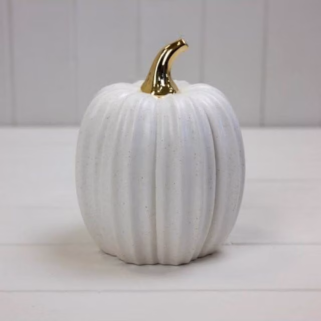 KDMD White Ceramic Pumpkin Tabletop Decoration