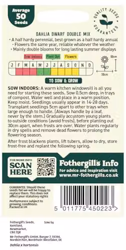Mr Fothergill's Oh Sow Simple Dwarf Dahlia Mixed Colour Flower Seeds – 2