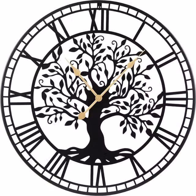 Costway Large Round Black Metal Silent Quartz Analog Wall Clock, Diameter: 68.58 cm