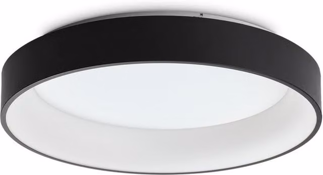 Ideal Lux Ziggy Round Integrated LED Semi Flush Ceiling Light, Black, Diameter: 60 cm