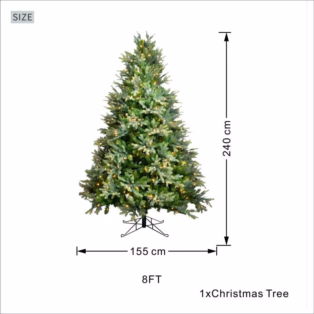 Direct Wicker 8ft Pre-lit Artificial Grand Fir Christmas Tree with 2,615 Mixed Tips in Green – 2